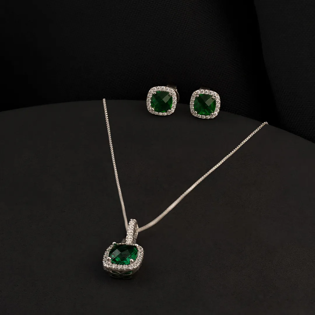 Conjunto Pave Circon Verde