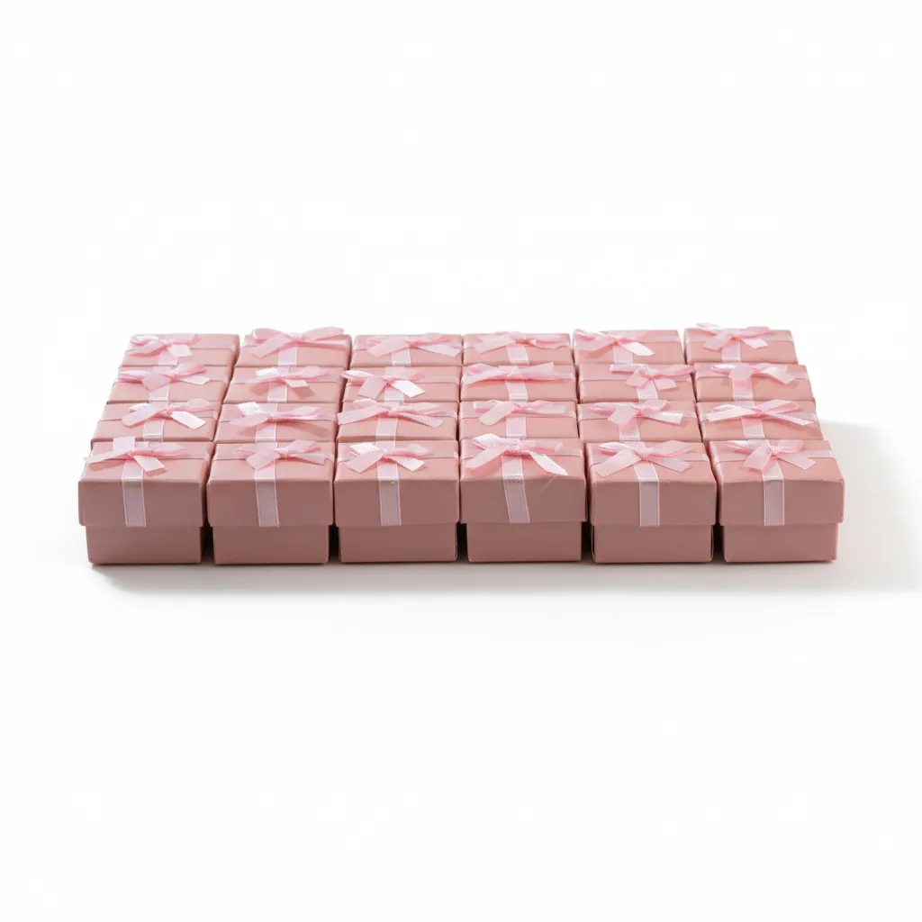 Caja de joyería de 4 x 4 cm ideal para anillos y aretes pequeños. Presentación elegante, resistente y lista para venta o regalo.