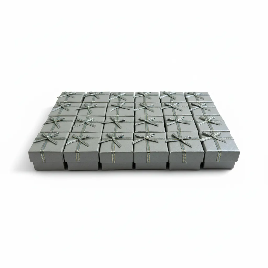 Caja de joyería de 4 x 4 cm ideal para anillos y aretes pequeños. Presentación elegante, resistente y lista para venta o regalo.