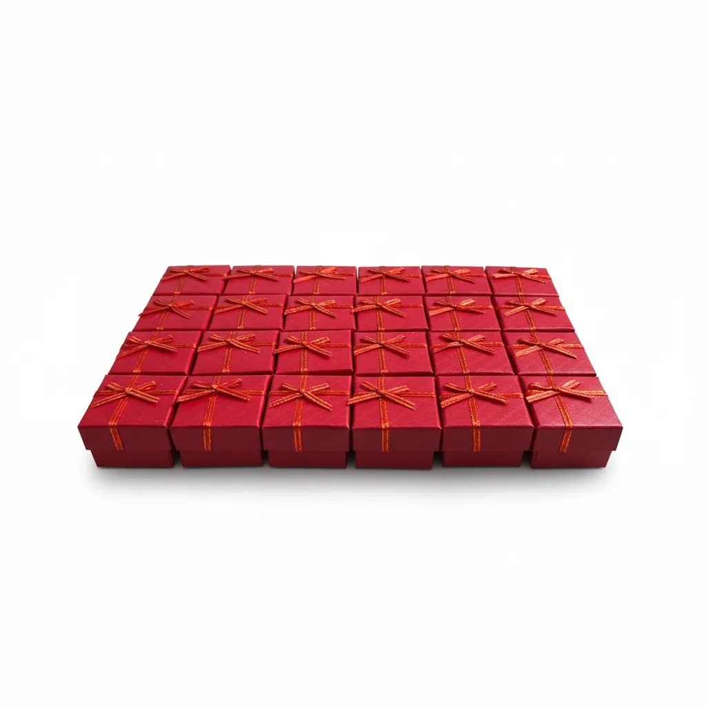 Caja de joyería de 4 x 4 cm ideal para anillos y aretes pequeños. Presentación elegante, resistente y lista para venta o regalo.